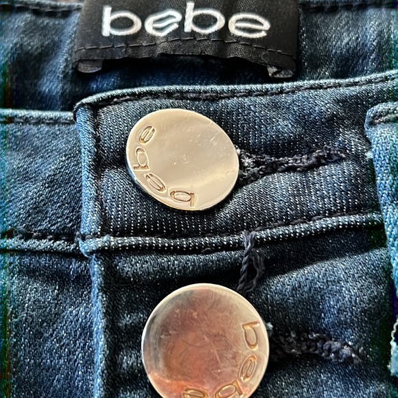 ⭐️ bebe high rise stretch blue whisking combo zipper button fly leg seam 24 - Picture 15 of 16